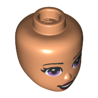 Tête de mini-poupée, yeux lavande, lèvres rouge foncé, motif imprimé sourire ouvert (Minidoll Head, Lavender Eyes, Dark Red Lips, Open Smile Print)