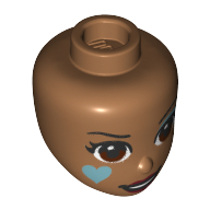 Tête de mini-poupée, yeux brun rougeâtre, cœur vert d’eau clair, Motif imprimé fard à paupières (Minidoll Head, Reddish Brown Eyes, Light Aqua Heart, Eye-shadow Print)