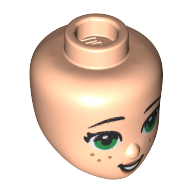 Tête de mini-poupée, grands yeux verts, motif : taches de rousseur (Minidoll Head, Big Green Eyes, Freckles Print)