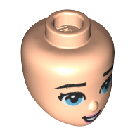 Tête de mini-poupée, grands yeux azur moyen, motif : bouche ouverte (Minidoll Head, Big Medium Azure Eyes, Open Mouth Print)