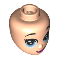 Tête de mini-poupée, grands yeux bleu clair vif, motif : lèvres rose foncé (Minidoll Head, Big Bright Light Blue Eyes, Dark Pink Lips Print)