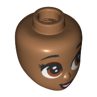 Tête de mini-poupée, Grands yeux brun rougeâtre, motif : lèvres rouge foncé (Minidoll Head, Large Reddish Brown Eyes, Dark Red Lips Print)