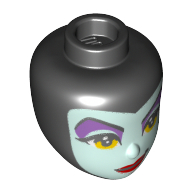 Tête de mini-poupée, visage vert d’eau clair, fard à paupières pourpre foncé, yeux jaunes, Lèvres rouges foncées (Maléfique) (Minidoll Head, Light Aqua Face, Dark Purple Eye Shadow, Yellow Eyes, Dark Red Lips (Maleficent))