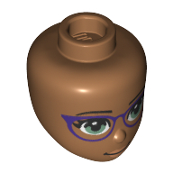 Tête de mini-poupée, lunettes pourpre foncé, motif : yeux verts (Minidoll Head, Dark Purple Glasses, Green Eyes Print)