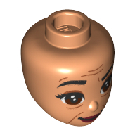 Tête de mini-poupée, yeux brun rougeâtre, sourcils noirs, motif : rides (Minidoll Head, Reddish Brown Eyes, Black Eyebrows, Wrinkles Print)