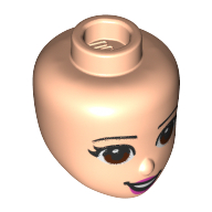 Tête de mini-poupée, yeux brun rougeâtre, lèvres rose foncé, motif imprimé sourire ouvert (Minidoll Head, Reddish Brown Eyes, Dark Pink Lips, Open Smile Print)