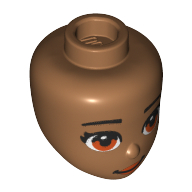 Tête de mini-poupée, Yeux orange foncé, Motif imprimé sourire (Minidoll Head, Dark Orange Eyes, Smile Print)