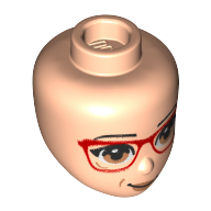Tête de mini-poupée, Lunettes rouges Motif imprimé sourire (Minidoll Head, Red Glasses Smile Print)