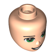 Tête de mini-poupée, yeux verts, bouche ouverte sourire motif imprimé (Minidoll Head, Green Eyes, Open Mouth Smile Print)