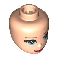Tête de mini-poupée, yeux bleu clair vif, lèvres rose foncé (Minidoll Head, Bright Light Blue Eyes, Dark Pink Lips)