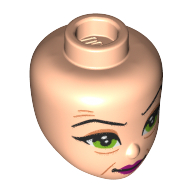 Tête de mini-poupée, rides, lèvres pourpre foncé, motif : yeux verts (Minidoll Head, Wrinkles, Dark Purple Lips, Green Eyes Print)