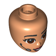 Tête de mini-poupée, yeux brun rougeâtre, lèvres rouge foncé, micro casque motif imprimé (Minidoll Head, Reddish Brown Eyes, Dark Red Lips, Headset Microphone Print)