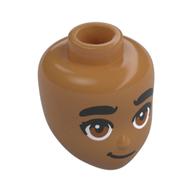 Tête de mini-poupée, Sourcils noirs épais, Yeux brun rougeâtre, Motif imprimé sourire (Minidoll Head, Thick Black Eyebrows, Reddish Brown Eyes, Smile Print)