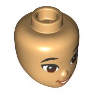 Tête de mini-poupée, yeux brun rougeâtre, lèvres orange foncé, bouche ouverte sourire motif imprimé (Minidoll Head, Reddish Brown Eyes, Dark Orange Lips, Open Mouth Smile Print)