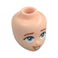 Tête de mini-poupée, Sourcils bruns, Yeux bleu clair vif, Regard vers le haut, ouvert Motif imprimé Bouche (Minidoll Head, Brown Eyebrows, Bright Light Blue Eyes, Looking Up, Open Mouth Print)