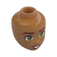 Tête de mini-poupée, Sourcils brun rougeâtre, rousseurs, vert olive Yeux motif imprimé (Minidoll Head, Reddish Brown Eyebrows, Freckles, Olive Green Eyes Print)