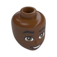Tête de mini-poupée, Sourcils noirs épais, sourire bouche ouverte, Motif imprimé dents (Minidoll Head, Thick Black Eyebrows, Open Mouth Smile, Teeth Print)