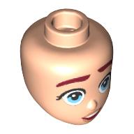 Visuel indicatif Rebrickable de Tête de mini-poupée, sourcils rouge foncé, yeux bleu clair vif, lèvres roses, motif : surpris (Minidoll Head, Dark Red Eyebrows, Bright Light Blue Eyes, Pink Lips, Surprised Print)