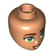 Tête de mini-poupée, Sourcils brun rougeâtre, Vert olive Yeux motif imprimé (Minidoll Head, Reddish Brown Eyebrows, Olive Green Eyes Print)