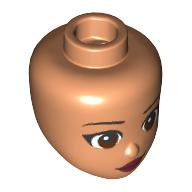 Tête de mini-poupée, sourcils fins noirs, yeux brun rougeâtre, motif : lèvres rouge foncé (Minidoll Head, Thin Black Eyebrows, Reddish Brown Eyes, Dark Red Lips Print)