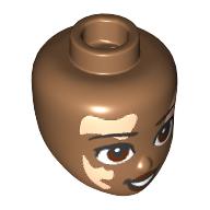 Tête de mini-poupée, yeux brun rougeâtre, lumière nougat vitiligo patchs motif imprimé (Minidoll Head, Reddish Brown Eyes, Light Nougat Vitiligo Patches Print)