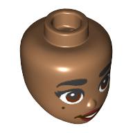 Tête de mini-poupée, sourcils épais noirs, yeux brun rougeâtre, motif : lèvres rouge foncé (Minidoll Head, Thick Black Eyebrows, Reddish Brown Eyes, Dark Red Lips Print)
