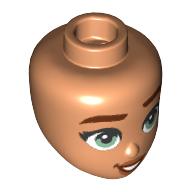 Tête de mini-poupée, Sourcils brun rougeâtre, Vert olive Yeux motif imprimé (Minidoll Head, Reddish Brown Eyebrows, Olive Green Eyes Print)