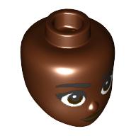 Tête de mini-poupée, sourcils noirs, yeux brun foncé, motif : lèvres noires (Minidoll Head, Black Eyebrows, Dark Brown Eyes, Black Lips Print)