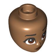 Tête de mini-poupée, sourcils noirs, Yeux brun rougeâtre, motif : lèvres rouge foncé (Minidoll Head, Black Eyebrows, Reddish Brown Eyes Looking Up, Dark Red Lips Print)