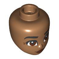 Tête de mini-poupée, sourcils noirs, yeux brun rougeâtre, lèvres rouge foncé, corbeaux pieds motif imprimé (Minidoll Head, Black Eyebrows, Reddish Brown Eyes, Dark Red Lips, Crows Feet Print)