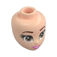 Tête de mini-poupée, sourcils brun rougeâtre, yeux bruns, motif : lèvres rose foncé (Minidoll Head, Reddish Brown Eyebrows, Brown Eyes, Dark Pink Lips Print)