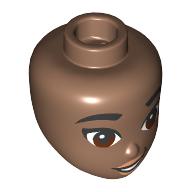 Tête de mini-poupée, sourcils noirs, yeux brun rougeâtre, lèvres pêche, sourire bouche ouverte (Minidoll Head, Black Eyebrows, Reddish Brown Eyes, Peach Lips, Open Mouth Smile)