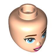Tête de mini-poupée, sourcils brun foncé, yeux bleu clair vif, lèvres rose foncé (Minidoll Head, Dark Brown Eyebrows, Bright Light Blue Eyes, Dark Pink Lips)