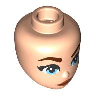 Tête de mini-poupée, sourcils brun rougeâtre, yeux bleu clair vif, lèvres rouge foncé, bouche fermée (Minidoll Head, Reddish Brown Eyebrows, Bright Light Blue Eyes, Dark Red Lips, Closed Mouth)