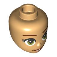 Tête de mini-poupée, sourcils rouge foncé, yeux vert olive, lèvres rouge foncé, bouche ouverte (Minidoll Head, Dark Red Eyebrows, Olive Green Eyes, Dark Red Lips, Open Mouth)