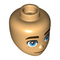 Tête de mini-poupée, sourcils brun foncé, yeux bleu clair lumineux, taches de rousseur (Minidoll Head, Dark Brown Eyebrows, Bright Light Blue Eyes, Freckles)
