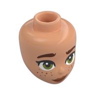 Tête de mini-poupée, sourcils brun rougeâtre, yeux vert olive, lèvres pêche, bouche fermée, taches de rousseur (Minidoll Head, Reddish Brown Eyebrows, Olive Green Eyes, Peach Lips, Closed Mouth, Freckles)