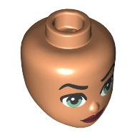 Tête de mini-poupée, Sourcils noirs surélevés, yeux vert sable, lèvres rouge foncé, Fermez la bouche (Minidoll Head, Black Raised Eyebrows, Sand Green Eyes, Dark Red Lips, Close Mouth)
