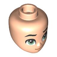 Tête de mini-poupée, yeux vert sable, levant les yeux, motif : sourire bouche fermée (Minidoll Head, Sand Green Eyes, Looking Up, Closed Mouth Smile Print)