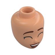 Visuel indicatif Rebrickable de Tête de mini-poupée, sourcils brun foncé, Yeux fermés, lèvres rouge foncé, Bouche ouverte Sourire (Minidoll Head, Dark Brown Eyebrows, Closed Eyes, Dark Red Lips, Open Mouth Smiling)