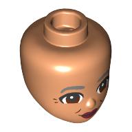 Tête de mini-poupée, sourcils gris bleuté foncé, yeux brun rougeâtre, lèvres rouge foncé, Pieds de corbeau (Minidoll Head, Dark Bluish Grey Eyebrows, Reddish Brown Eyes, Dark Red Lips, Crows Feet)