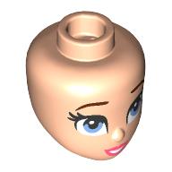 Tête de mini-poupée, sourcils brun foncé, yeux bleu moyen, lèvres corail, bouche ouverte (Minidoll Head, Dark Brown Eyebrows, Medium Blue Eyes, Coral Lips, Open Mouth)