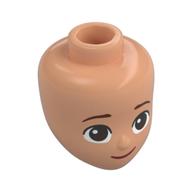 Tête de mini-poupée, Sourcils bruns rougeâtres, Yeux bruns foncés, Motif imprimé sourire (Minidoll Head, Reddish Brown Eyebrows, Dark Brown Eyes, Smile Print)