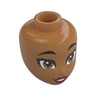 Tête de mini-poupée, Sourcils marron foncé, Yeux bruns, Lèvres rouges foncées, Motif imprimé rousseur (Minidoll Head, Dark brown Eyebrows, Brown Eyes, Dark Red Lips, Freckles Print)