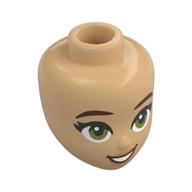 Tête de mini-poupée, sourcils rouge foncé, lèvres, yeux vert olive (Minidoll Head, Dark Red Eyebrows, Lips, Olive Green Eyes)