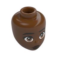 Tête de mini-poupée, Sourcils noirs, Brun moyen (Minidoll Head, Black Eyebrows, Medium Brown Eyes)