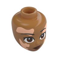 Tête de mini-poupée, yeux brun rougeâtre, lèvres rouge foncé, nougat clair vitiligo patchs motif imprimé (Minidoll Head, Reddish Brown Eyes, Dark Red Lips, Light Nougat Vitiligo Patches Print)