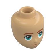 Tête de mini-poupée, Sourcils orange foncé, Yeux turquoise foncé, Bouche fine (Minidoll Head, Dark Orange Eyebrows, Dark Turquoise Eyes, Thin Mouth)