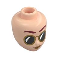 Tête de mini-poupée, sourcils rouge foncé, lunettes de soleil dorées, lunettes noires (Minidoll Head, Dark Red Eyebrows, Gold Sunglasses, Black Glasses)