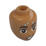 Tête de mini-poupée, sourcils épais noirs, yeux brun rougeâtre, sourire, Gouttelettes de sueur (Minidoll Head, Thick Black Eyebrows, Reddish Brown Eyes, Smile, Sweat Droplets)